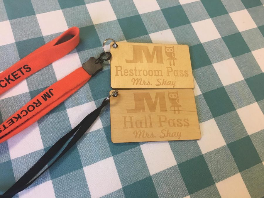 During a recent In-Service, teachers used the laser engraver to make their own hall passes.