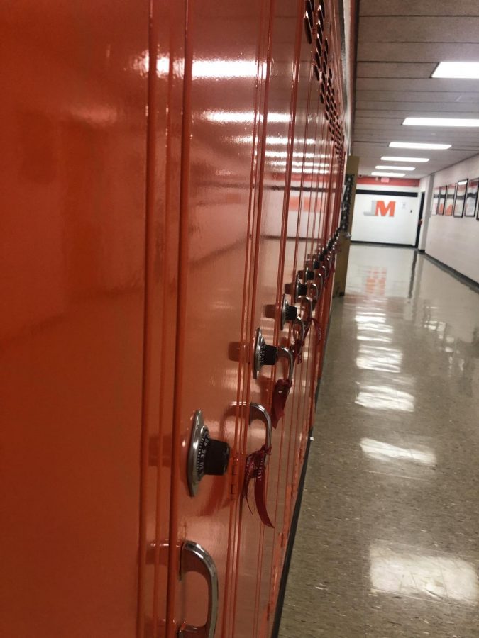 lining line of the high school lockers. 