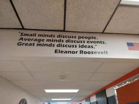 This quote by Eleanor Roosevelt states that you should tell people your ideas because you can never make improvements to the school or your life without the help of others by sharing your ideas.